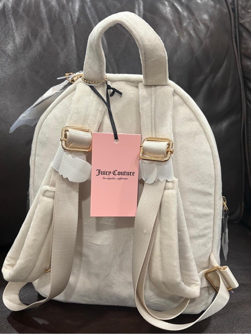 Juicy Couture Cream Mini Backpack with Rhinestone 'Juicy' Script - Picture 2 of 6